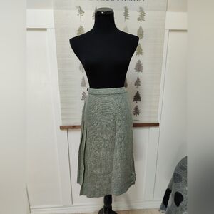 Vintage Green Wool Kilt Skirt Edinburgh Woollen Mill Pleated Wrap - 4